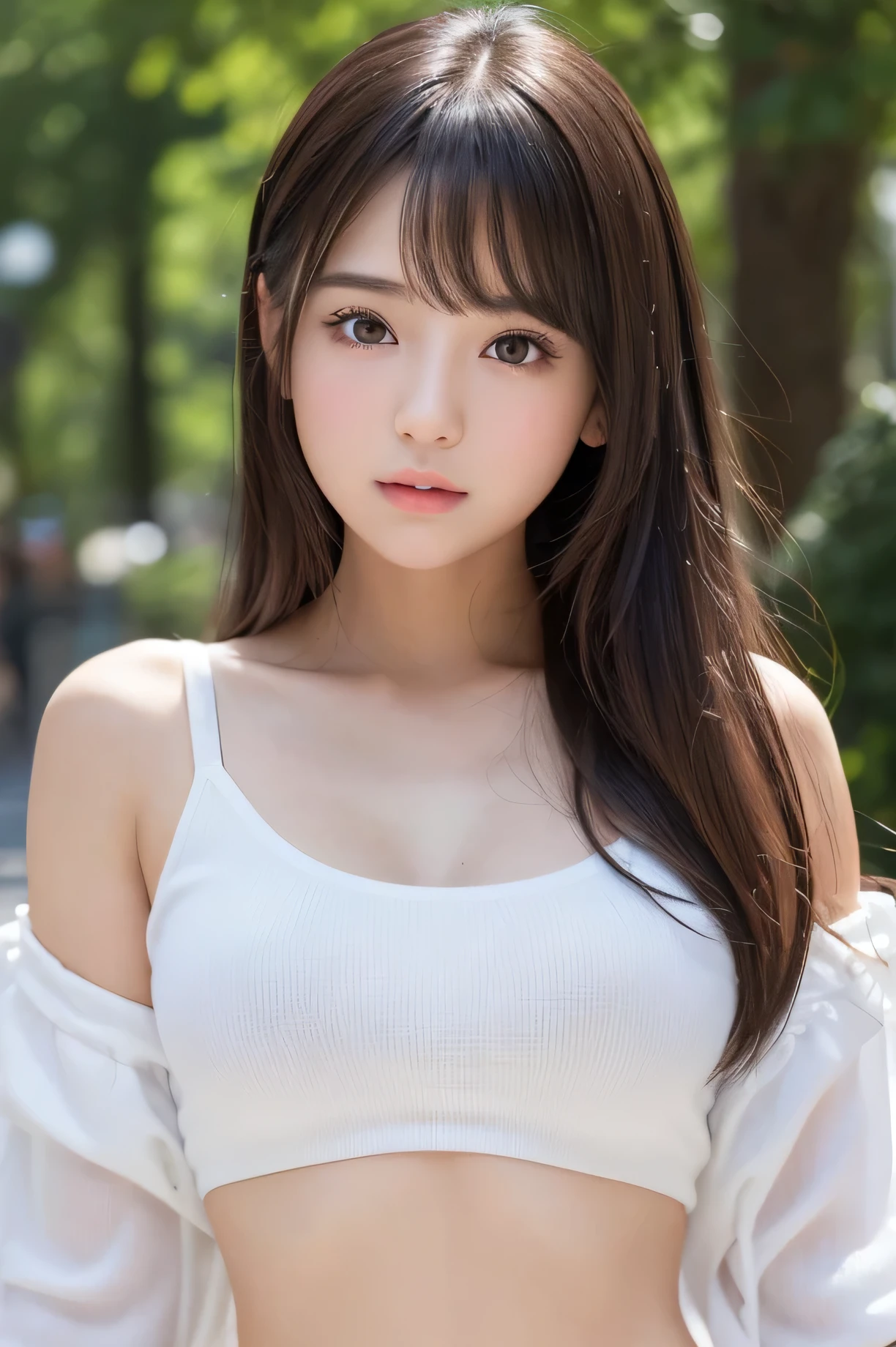 ((32k,High detail,High Detail,masterpiece,Attention to detail,whole body,solo)),RAW Photos & Realistic atmosphere,Beautiful dark brown eyes,Mouth details,Glossy detailed lips, Beautiful, shining lips, Fine eyebrows,Soft white skin that shines in every detail、Detailed eyes、Very beautiful eyes、Beautiful and well-proportioned face, Detailed body, Realistic Young Idol,(Baby Face),(girl),((full body)),shy face,((Japanese))、She's cute like a Korean idol,Black Hair,(school uniform,check skirt), Beautiful detailed beautiful girl, resolution, High resolution, Highly detailed body, highest quality, masterpiece:1.6, highest quality, Bright light, solo, , Perfect figure, Small breasts、wet body、(long hair), at the out side,((spread legs wide:1.6)), Legs spread wide from side to side, Sitting with legs apart, Slim figure、Slender figure