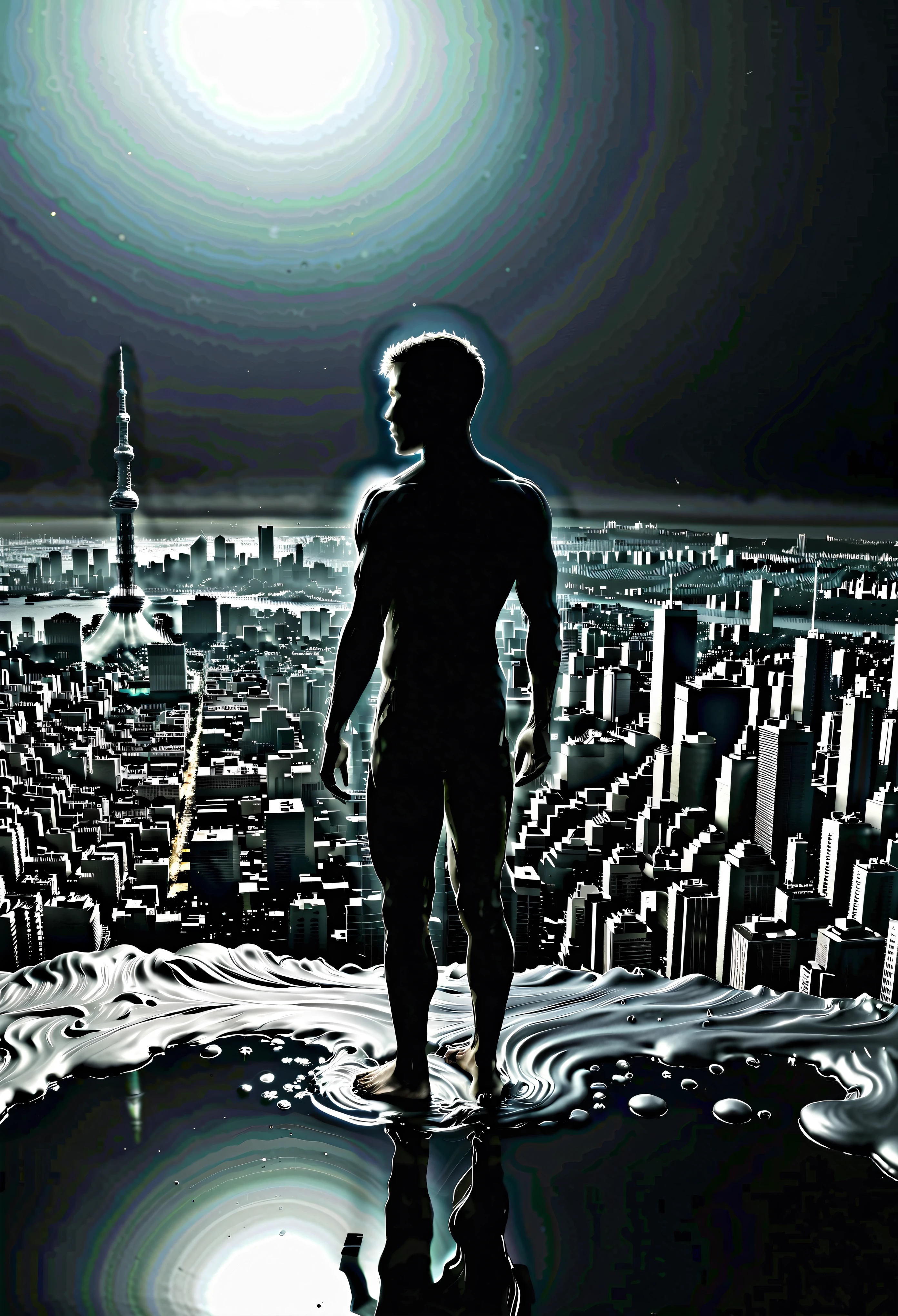 (Masterpiece in maximum 16K resolution:1.6),((liquid_metal_art):1.3),((Tokyo_liquid_metal_art):1.5) ((darkest_insane_silhouette_illustration):1.2),(intricate detail:1.4), (extremely insane detail:1.4),(highest quality:1.3),(Hyper_realistic:1.3). | Liquid metal art, (Tokyo City), subtle details, Japanese art style background, soft lighting, captivating composition, Tokyo silhouette, artistic interpretation. | ((silhoutte_of_Tokyo_City__in_liquid_metal_art):1.5), Japanese art decorations, dark decorations, each art detailed and rendered with a masterful gouache technique, silhoutte art behance,surreal, It gives an exotic aura. | ((perfect_composition, perfect_design, perfect_layout, perfect_detail, ultra_detailed)), ((enhance_all, fix_everything)), More Detail, Enhance.