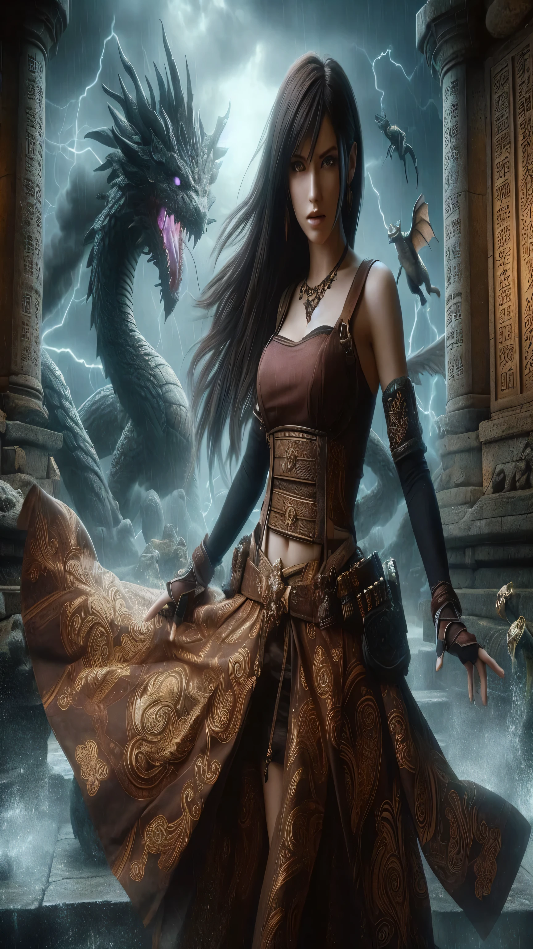 best quality, masterpiece:1.2), ultra high res, realistic, front lighting, intricate detail, Exquisite details and textures, 1girl, solo, face highlight, upper body, detailed face, ponytail, looking at viewer, Mmasterpiece, {extremely detailed CG unity 8k wallpaper}, Amazing, finely detail, solo, detailed background, beautiful detailed eyes, cleavage, bright pupils, {{full body}, }, dynamic pose, looking at viewer, detailed clothes, cinematic lighting, close-up, best quality, Masterpiece quality, best quality, high_quality, high_resolution, masterpiece*portait, whitespace, colorful, 1girl, solo, black_hair, prism hair, realistic eyes, realistic eyes, full_body, realistic hand, realistic finger, good finger, real texture, real image, serious, masterpiece realistic