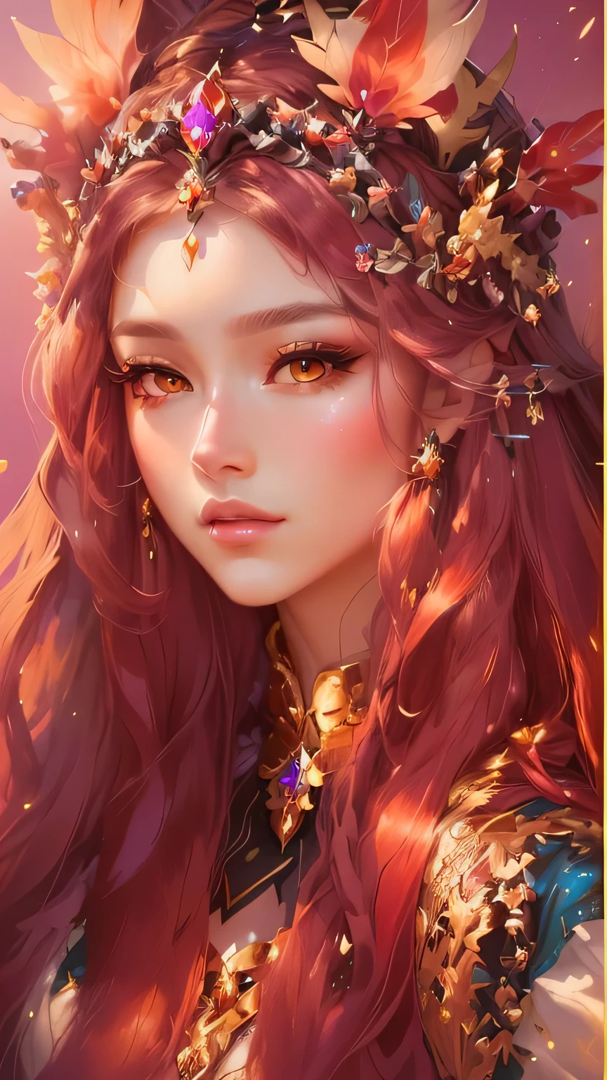 Close-up of a long-haired woman wearing a crown, ((Beautiful Fantasy Empress)), 8k high quality detailed art, Fantasy art style, Beautiful Fantasy Empress, beautiful Fantasy Portrait, Beautiful fantasy art portrait, Beautiful character drawings, Gweiz-style artwork, Heavenly Beauty, Beautiful fantasy art, Digital fantasy art ), Beautiful anime portraits, Fantasy Portrait