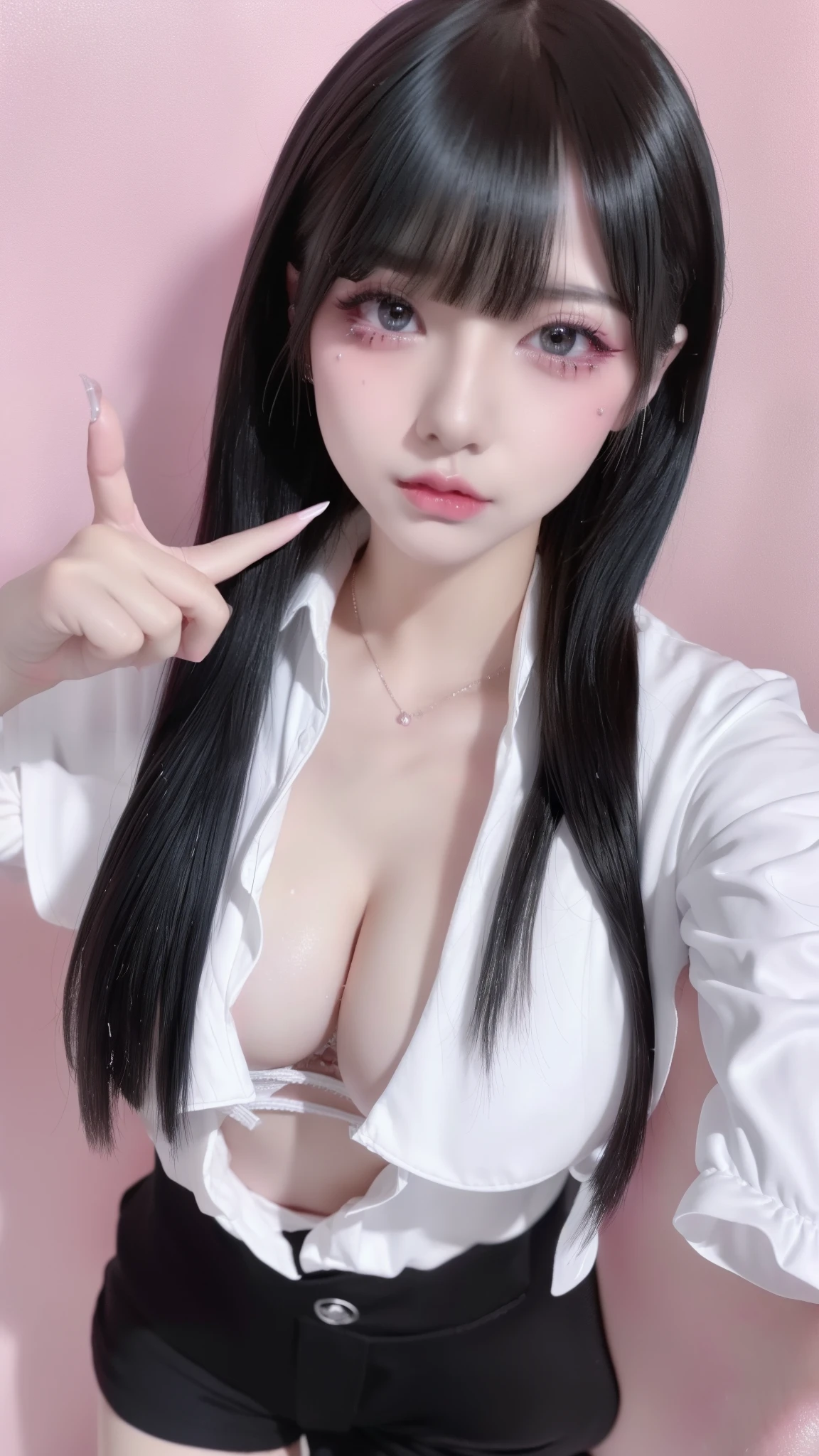 (mega boobs:1.5), (((Safe and secure、Zero Two、everyone、safety sensor、Absolutely safe、sffns:1.8, SFW:1.8, safety)))、
masterpiece、Official Art:1.2, highest quality, Ultra-high resolution , employment、ultra employment、8k, 32k、Main light at 45 degrees from the front,Subsidy Light、Soft Backlight、Colour palette to suit your space、Lighting that matches the atmosphere of the space, Accurate human body、Correct five-finger、RAW Photos、reality: 1.4, Written boundary depth, chromatic aberration, Caustics, Wide Light, Cinema lighting、Ambient Lighting、Detailed Background、Background Blur、

( One Girl、Girl with long hair、Beautiful Japanese Woman、 jirai make up:1.3, Colored contact lenses、Lip gloss, eyebrow、Long eyelashes、Jirai Girl, Jirai Type Makeup:1.3、Long black hair)、Latex sexy nurse uniform、((Oily skin:1,5)), Oval Face, pore,(Sparkly red glitter gloss eyeliner:1.1),High school girl uniform、18-year-old、

(Big cleavage、Absolute area、night:1.5, full shot:1.5, Away from Camera:1.5、Are standing、pose、From head to toe:1.5), 
