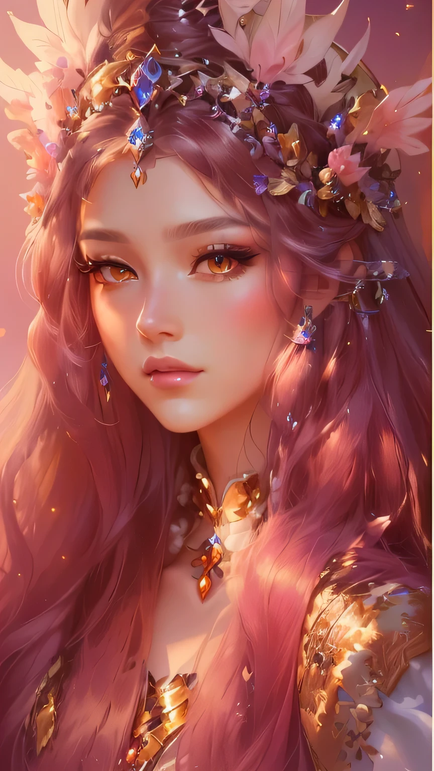 Close-up of a long-haired woman wearing a crown, ((Beautiful Fantasy Empress)), 8k high quality detailed art, Fantasy art style, Beautiful Fantasy Empress, beautiful Fantasy Portrait, Beautiful fantasy art portrait, Beautiful character drawings, Gweiz-style artwork, Heavenly Beauty, Beautiful fantasy art, Digital fantasy art ), Beautiful anime portraits, Fantasy Portrait