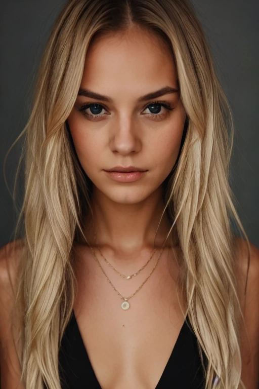 super cute blond woman in a dark theme