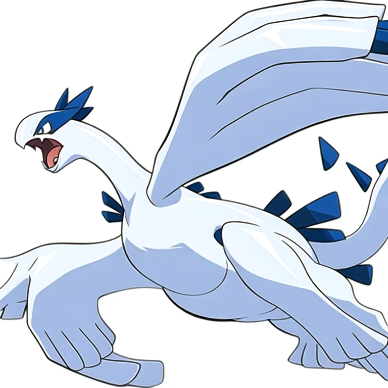 (masterpiece, best quality:1.2),solo,lugia \(pokemon\),pokemon \(creature\),full body,no humans,red eyes,teeth,wings