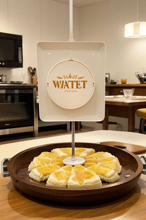 Create a profile picture that captures the essence of 'WaftTray'. The design should be modern and clean,featuring a stylish tray emitting aromatic wafts. Incorporate warm,inviting colors that evoke a sense of culinary delight and sensory pleasure. The logo should be clear and central,ensuring it stands out at smaller sizes.