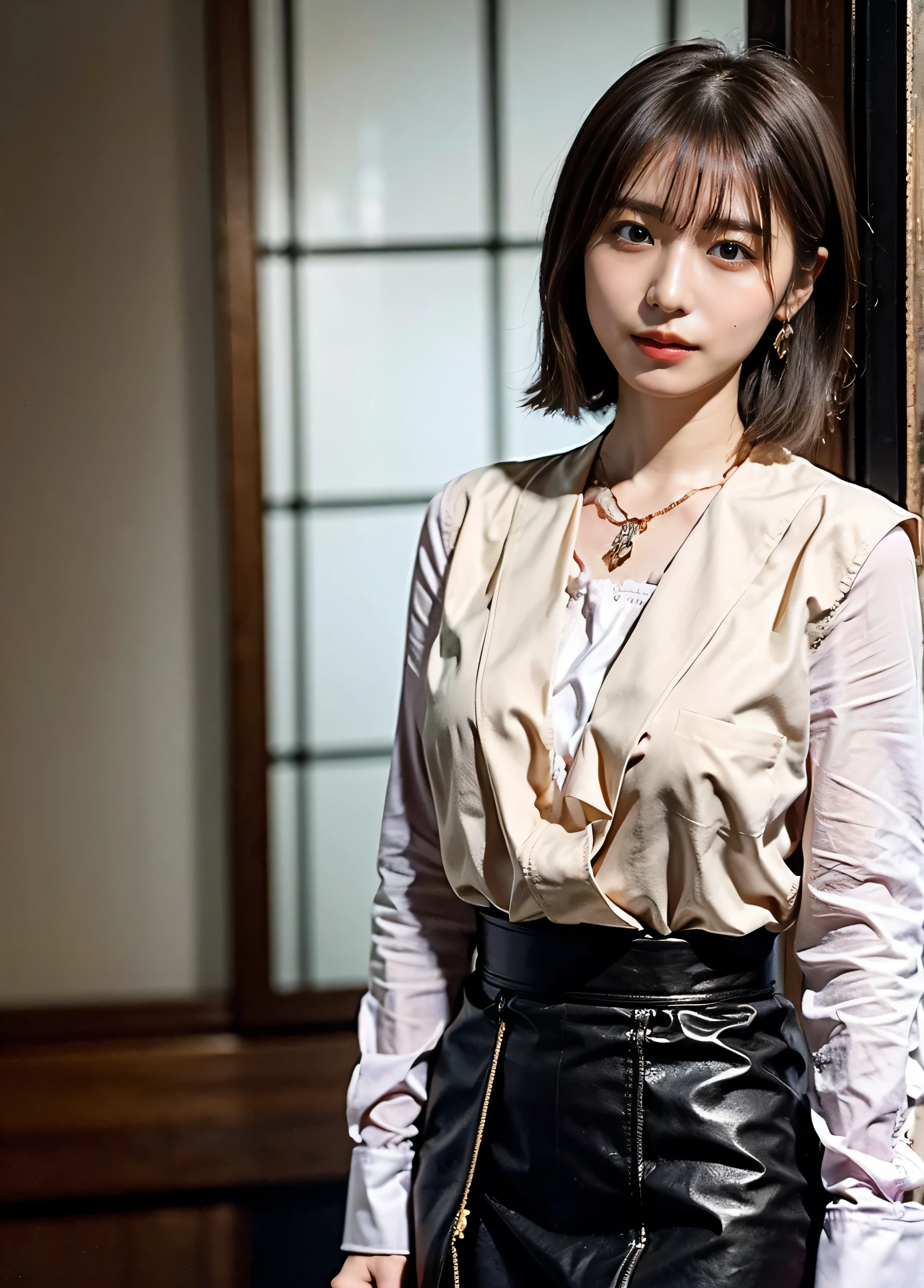 、Love hotel room 、Small earrings、Cute sleeveless、Big Tits、Neon city at night、illumination、Background Blur、Leather Belt、with rufflessleeveless、Braid only the front hair、Light brown hair、Teeth grinding、{{Cowgirl Shot}}、((Close-up shot from the waist up、Big Breasts:1.4))、Breast swelling、Big Breasts、Smile、Silk clothing、Big Breasts that can be seen even through clothes、Braid only the front hair、Cowboy Shot、Gorgeous white collared silk shirt and brown skirt、Wear it elegantly、Luxury Bags、Sex in a stylish love hotel with shining illumination、A lovely smile、((Nagoya street corner))、Full body photo、ring、High-end clothing products、Short skirt、Tuck your hair behind one ear、Silver Necklace、smile、 Elegant ponytail、Caustics、Highly detailed photos、Very beautiful and ideal short hair、Big Breasts、Super no makeup、(8k、RAW Photos、highest quality、masterpiece:1.2)、(Realistic、Realistic)、1 girl、((Medium Short Hair、Looking into the camera:1.4))、Hair blowing in the wind
