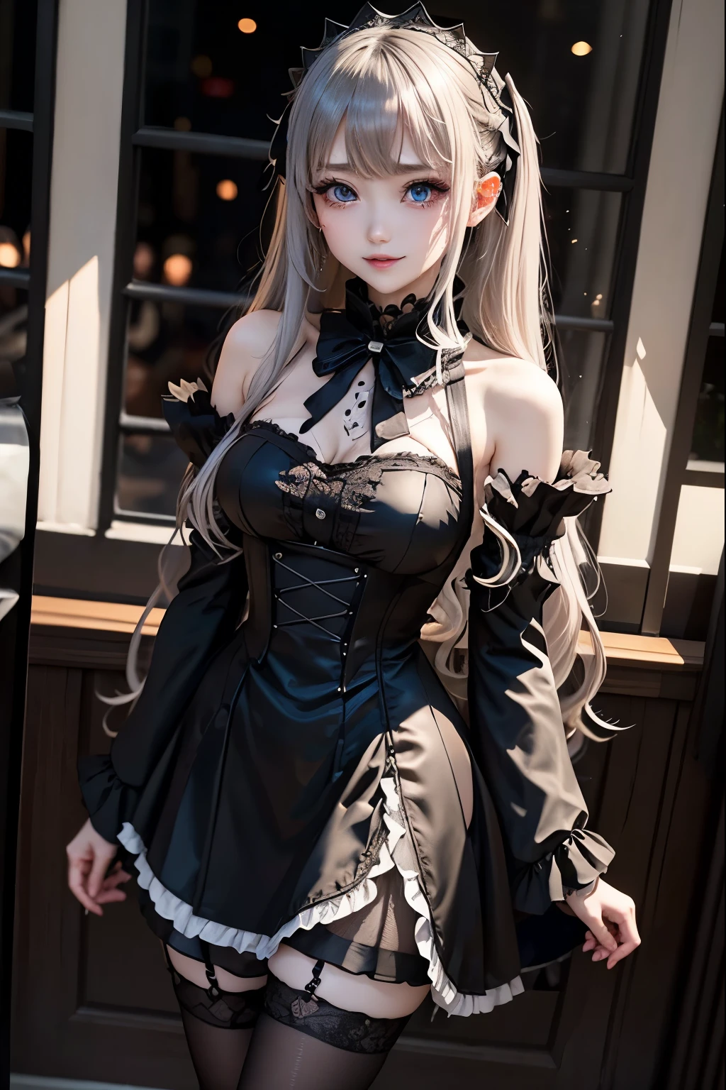ハードDark Gothicメイク、Deep Night Sky、Horror、Black dark eyeshadow、cry、sad、Good skin radiance、Dark Gothicメイク、Dark smile、palace、The beauty of fragrance、24-years-old、Expressions of intense sexual pleasure、Embarrassed look、Dark Gothic、Obscene language、highest quality、Drunk face、紫のMaid clothes、Mysterious、Noble、sexy、Loving smile、Twin tail hair、Right blue eye, Left eye is red、Platform Heel Shoes、Heavy makeup、Gothic ta Clothing、A little slimmer、Silver Hair、Long Hair Straight Hair、Cute Gothic Loliress、Beautiful Face、elegant features、Fascinating face、Stained glassが背景、Chest glistening with sweat、The room is dark、gothic long dress、Bell Sleeves、Wizard Sleeve、Decadent look、Sexually excited expression、Glossy thighs wet with water、Thighs that are wet and shiny with oil、Background of a room full of roses、sad表情、The embroidery is pink、The dress has pink embroidery、Thigh-high socks、Knee-high socks、Gentle expression、Dark black eyeshadow、Stained glassと薔薇背景、Female Duo、Female couple、dark church background、Stained glass、Black metal world、Dark Castle、Dark Room、Slender body、upright、walk、Are standing、gothic long dresaid clothes、Victorian dresses、Her thighs glisten with sweat、My body is wet and shiny、Lots of glitter on the thighs、sweating、My thighs are sticky from sweating、Sweat glistens on the thighs, The whole body is sweaty and shiny、Quite sweaty、My thighs are sweaty、My thighs are so wet、My thighs are shining with sweat、A lot of sweat glistens all over the body、The thighs are the best、Thighs are glamorous、Small breasts、Playing guitar、Singing while playing the guitar、les paul guitar、Holding a guitar、Playing in a band、Playing guitar chords、Practicing guitar、Mike stand、Embodying the guitar、Decorate your guitar、