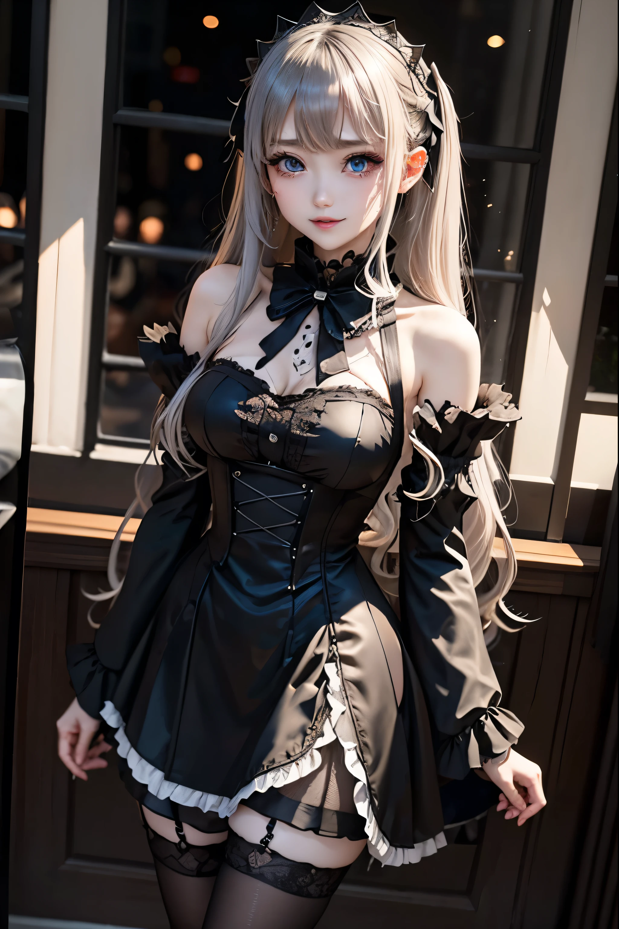 Hard Dark Gothic Makeup、Deep Night Sky、Horror、Black dark eyeshadow、cry、sad、Good skin radiance、Dark Gothicメイク、Dark smile、palace、The beauty of fragrance、24-years-old、Expressions of intense sexual pleasure、Embarrassed look、Dark Gothic、Obscene language、highest quality、Drunk face、紫のMaid clotheysterious、Noble、sexy、Loving smile、Twin tail hair、Right blue eye, Left eye is red、Platform Heel Shoes、Heavy makeup、Gothic Lolita Clothing、A little slimmer、Silver Hair、Long Hair Straight Hair、Cute Gothic Lolita Dress、Beautiful Face、elegant features、Fascinating face、Stained glass is the background、Chest glistening with sweat、The room is dark、gothic long dress、Bell Sleeves、Wizard Sleeve、Decadent look、Sexually excited expression、Glossy thighs wet with water、Thighs that are wet and shiny with oil、Background of a room full of roses、sad expression、The embroidery is pink、The dress has pink embroidery、Thigh-high socks、Knee-high socks、Gentle expression、Dark black eyeshadow、Stained glass and rose background、Female Duo、Female couple、dark church background、Stained glass、Black metal world、Dark Castle、Dark Room、Slender body、upright、walk、Are standing、gothic long dresaid clothes、Victorian dresses、Her thighs glisten with sweat、My body is wet and shiny、Lots of glitter on the thighs、sweating、My thighs are sticky from sweating、Sweat glistens on the thighs, The whole body is sweaty and shiny、Quite sweaty、My thighs are sweaty、My thighs are so wet、My thighs are shining with sweat、A lot of sweat glistens all over the body、The thighs are the best、Thighs are glamorous、Small breasts、Playing guitar、Singing while playing the guitar、les paul guitar、Holding a guitar、Playing in a band、Playing guitar chords、Practicing guitar、Mike stand、Embodying the guitar、Decorate your guitar、