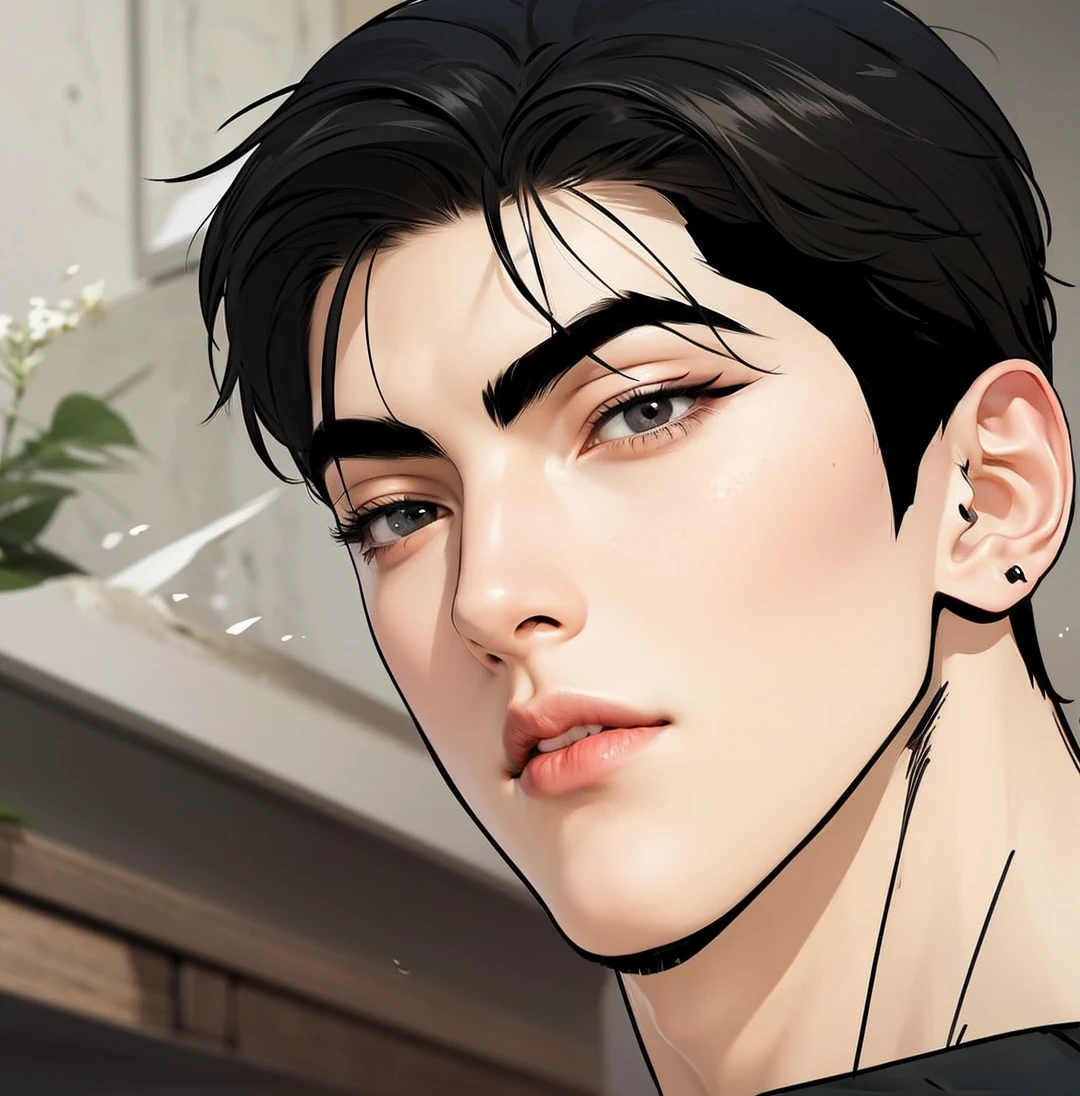 Masterpiece of man, Adult man with firm facial features like an Dutch, black eye, his nose is sharp, mature, black eyes, neat short balck hair, very handsome, white, clean, smooth skin, muscle body realistic,