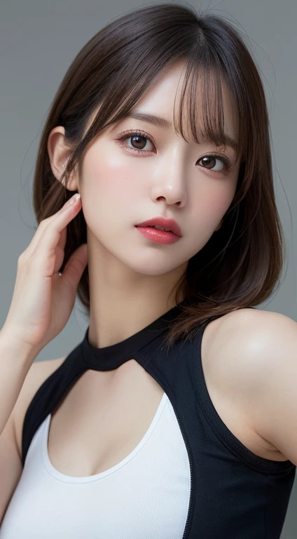 masutepiece, Best Quality, Illustration, Ultra-detailed, finely detail, hight resolution, 8K Wallpaper, Perfect dynamic composition, Beautiful detailed eyes,Colossal tits, fitness wear, Natural Color Lip,