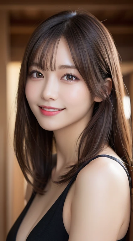 masutepiece, Best Quality, Illustration, Ultra-detailed, finely detail, hight resolution, 8K Wallpaper, Perfect dynamic composition, Beautiful detailed eyes, doress,Medium Hair, mid-chest, Natural Color Lip, Random and sexy poses,Smile,Tower Mansion