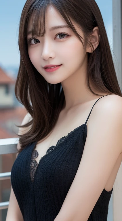 masutepiece, Best Quality, Illustration, Ultra-detailed, finely detail, hight resolution, 8K Wallpaper, Perfect dynamic composition, Beautiful detailed eyes, doress,Medium Hair, mid-chest, Natural Color Lip, Random and sexy poses,Smile,Tower Mansion