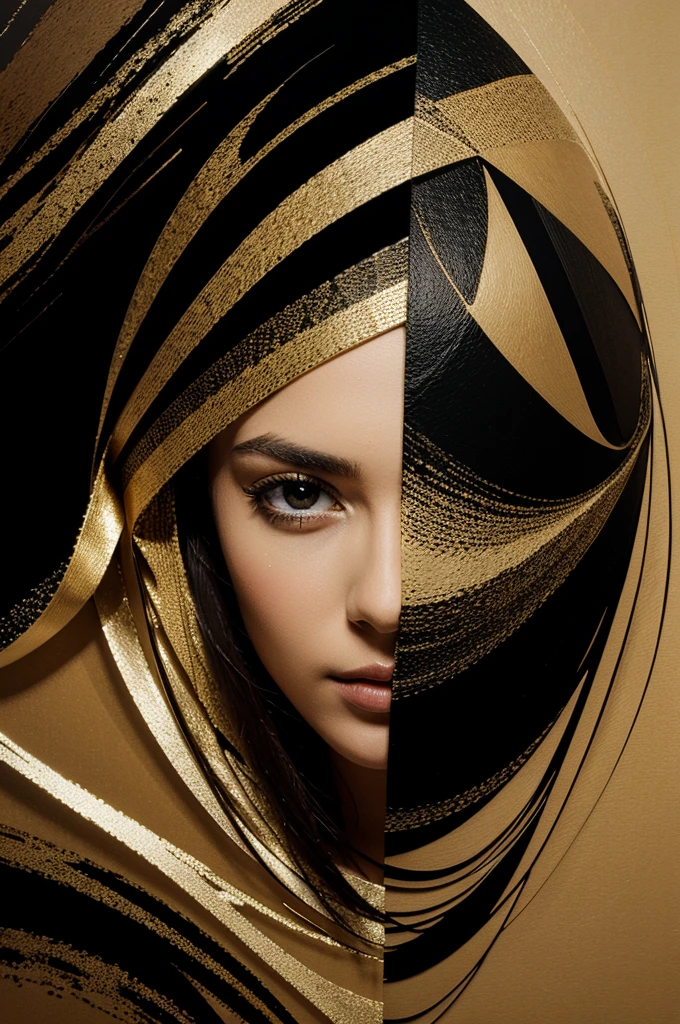 Luxury black and beige abstract art exclusive