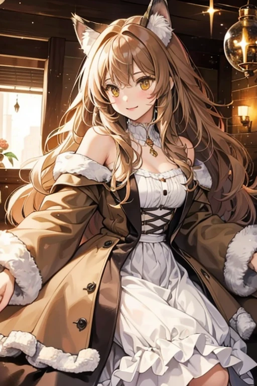 she is a maine coon with a fluffy brown coat. Her charm point is said to be her fluffy SPARKLE; GLITTER
