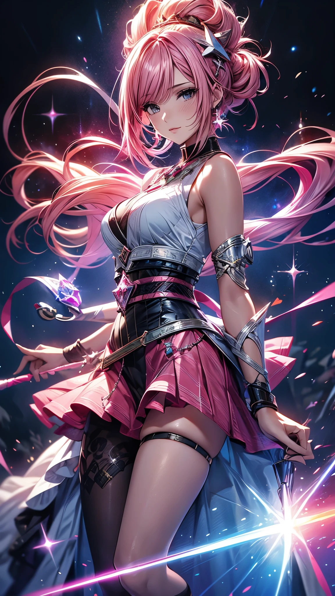 1 Girl, Star Mage, pink hair maria chiquina, Space comets, Octane Render