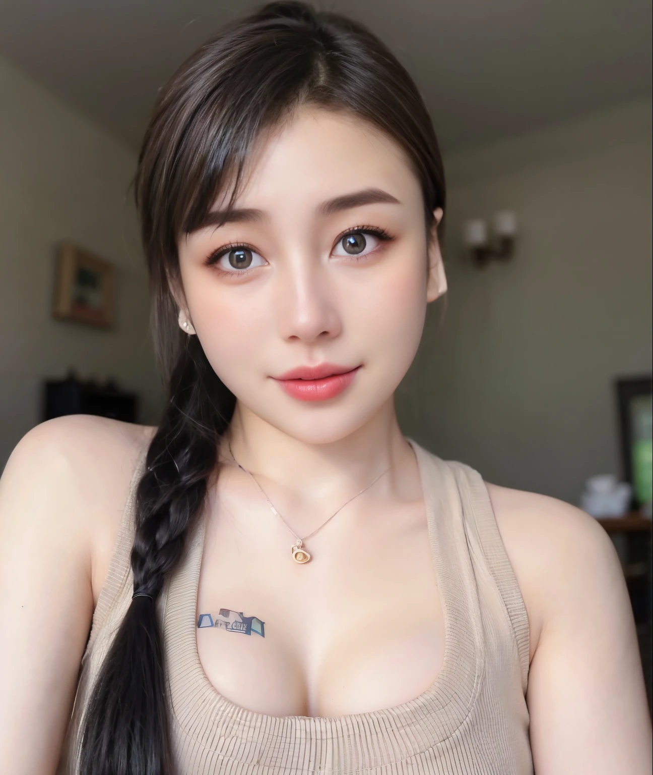 ((Best quality, 8k, Masterpiece :1.3)), Sharp focus :1.2, A pretty girl 24 years old with perfect figure :1.4, Slender abs :1.3, Raw photography、超A high resolution, full body, Ultra High Definition, (Photorealistic:1.4), Detailed Photo, Smiling, Sexy, Facing Camera, Close-up , (Photorealistic), (1girl), Beautiful Face, (Realistic Face),Beautiful Hairstyle, Realistic eyes, beautiful detail eyes, (realistic skin), beautiful skin, (sweater), absurd, attractive, ultra high resolution, ultra realistic, high definition, golden ratio,Good hands、10、high-reaster-piece、highest quality、head:1.3、((Hasselblad photo))、Fine Skin、crisp focus、(Light like a movie)、gentle lighting、Dynamic Ungle、[:(detailed face:1.2):0.2]、
Negative Pro,  Highly detailed face and skin texture, Detailed eyes, Double eyelid,huge breasts,masterpiece,super fine eyes,super fine hand, face zoom, perfect makeup,Dynamic Lighting