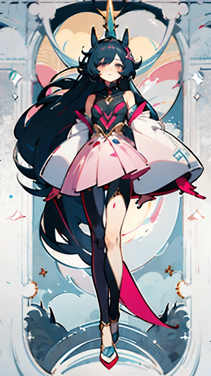 a FULL BODY impersonation of MOTHER, inspirado en LADY GAGA, anime style and with the aesthetic concept of OFF by IVE SWITCH AND MAGIC GIRL full body LONG HAIR, rostro detallado, OJOS DETALLADOS, SIN FONDO pink cute clothes