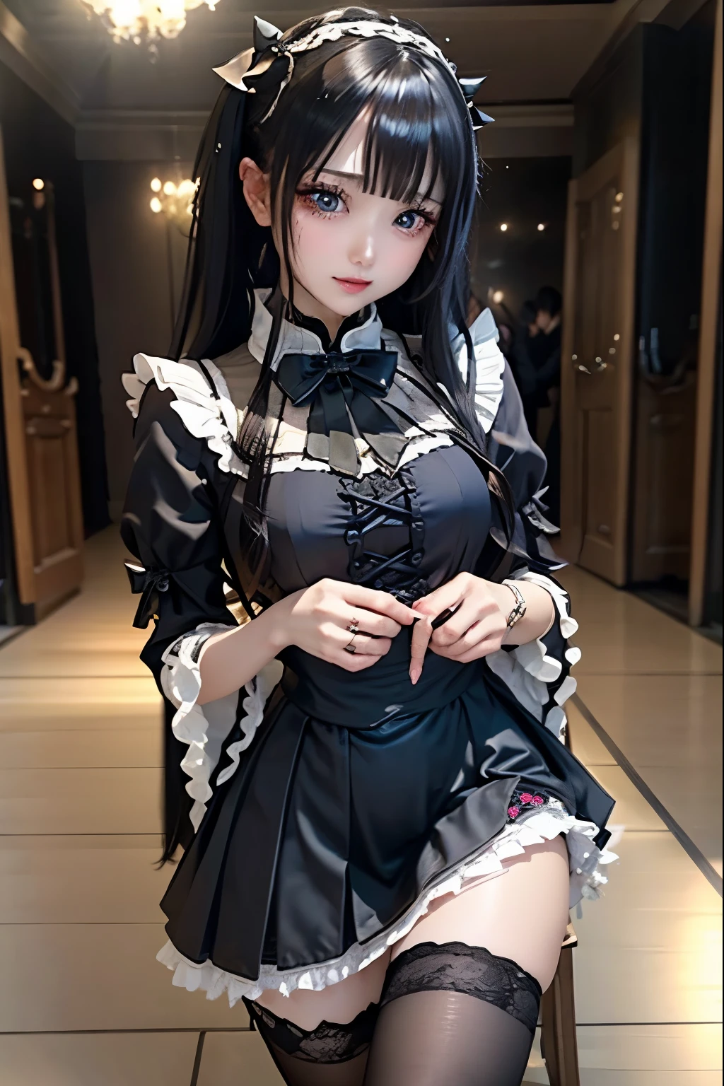 ハードDark Gothicメイク、Deep Night Sky、Horror、Black dark eyeshadow、cry、sad、Good skin radiance、Dark Gothicメイク、Dark smile、palace、The beauty of fragrance、24-years-old、Expressions of intense sexual pleasure、Embarrassed look、Dark Gothic、Obscene language、highest quality、Drunk face、紫のMaid clothes、Mysterious、Noble、sexy、Loving smile、Twin tail hair、Right blue eye, Left eye is red、Platform Heel Shoes、Heavy makeup、Gothic Lolita Clothing、A little slimmer、Silver Hair、Long Hair Straight Hair、Cute Gothic Lolita Dress、Beautiful Face、elegant features、Fascinating face、Stained glassが背景、Chest glistening with sweat、The room is dark、gothic long dress、Bell Sleeves、Wizard Sleeve、Decadent look、Sexually excited expression、Glossy thighs wet with water、Thighs that are wet and shiny with oil、Background of a room full of roses、sad表情、The embroidery is pink、The dress has pink embroidery、Thigh-high socks、Knee-high socks、Gentle expression、Dark black eyeshadow、Stained glassと薔薇背景、Female Duo、Female couple、dark church background、Stained glass、Black metal world、Dark Castle、Dark Room、Slender body、upright、walk、Are standing、gothic long dresaid clothes、Victorian dresses、Her thighs glisten with sweat、My body is wet and shiny、Lots of glitter on the thighs、sweating、My thighs are sticky from sweating、Sweat glistens on the thighs, The whole body is sweaty and shiny、Quite sweaty、My thighs are sweaty、My thighs are so wet、My thighs are shining with sweat、A lot of sweat glistens all over the body、The thighs are the best、Thighs are glamorous、Small breasts、Playing guitar、Singing while playing the guitar、les paul guitar、Holding a guitar、Playing in a band、Playing guitar chords、Practicing guitar、Mike stand、Embodying the guitar、Decorate your guitar、