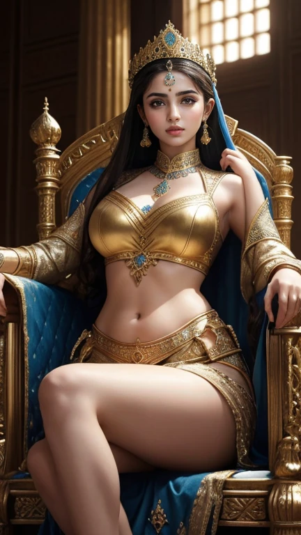 ((show pussy:1), (masterpiece:1.5), (Best Quality:1.1), 16K HDR, High resolution), beautiful Indonesian young woman, (Ancient Egypt national costumes with diamond crown:1.4), short hair, gigantic cleavage breasts, Colossal tits, pure white skin, supple big breasts, (Perfect sexy plump body), hyper derailed face, Detailed eyes, Realistic skin texture, perfect make-up, red lips, red glossy, Full body shot, ((Sitting on the throne, thighs exposed)), ((Inside a magnificent palace, many bodyguards)), (Perfect sexy curvaceous body), jewelry wrapped around her arms and thighs, Barefooted, super realistic traditional egyptian dress, ((Please show me your beautiful pussy)), eyes looking at the camera, view from below, no underwear, (pubic hair:1.6), (crowded many men:1.4), wet face with semen