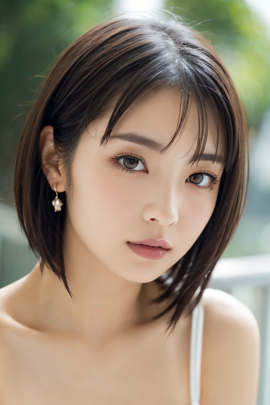 1 girl, (strapless micro bikini:1.5), (Looking into the camera)、((light makeup:1.5))、Beautiful Japanese actresses, ((Small, flat chest:1.5))、Photogenic, ((Close-up of face:1.5))、Yukihime, Long eyelashes, Snowflake Earrings,strapless micro bikini、
(RAW Photos, highest quality), (reality, reality的:1.4), (Flying debris),
Beautiful details, Beautiful lip detail, Highly detailed eyes and face,
BREAK is perfect anatomy, The whole body is thin, Small breasts, (short hair:1.3), Angel'smile,
Crystal Skin, Wake up, Capture the light