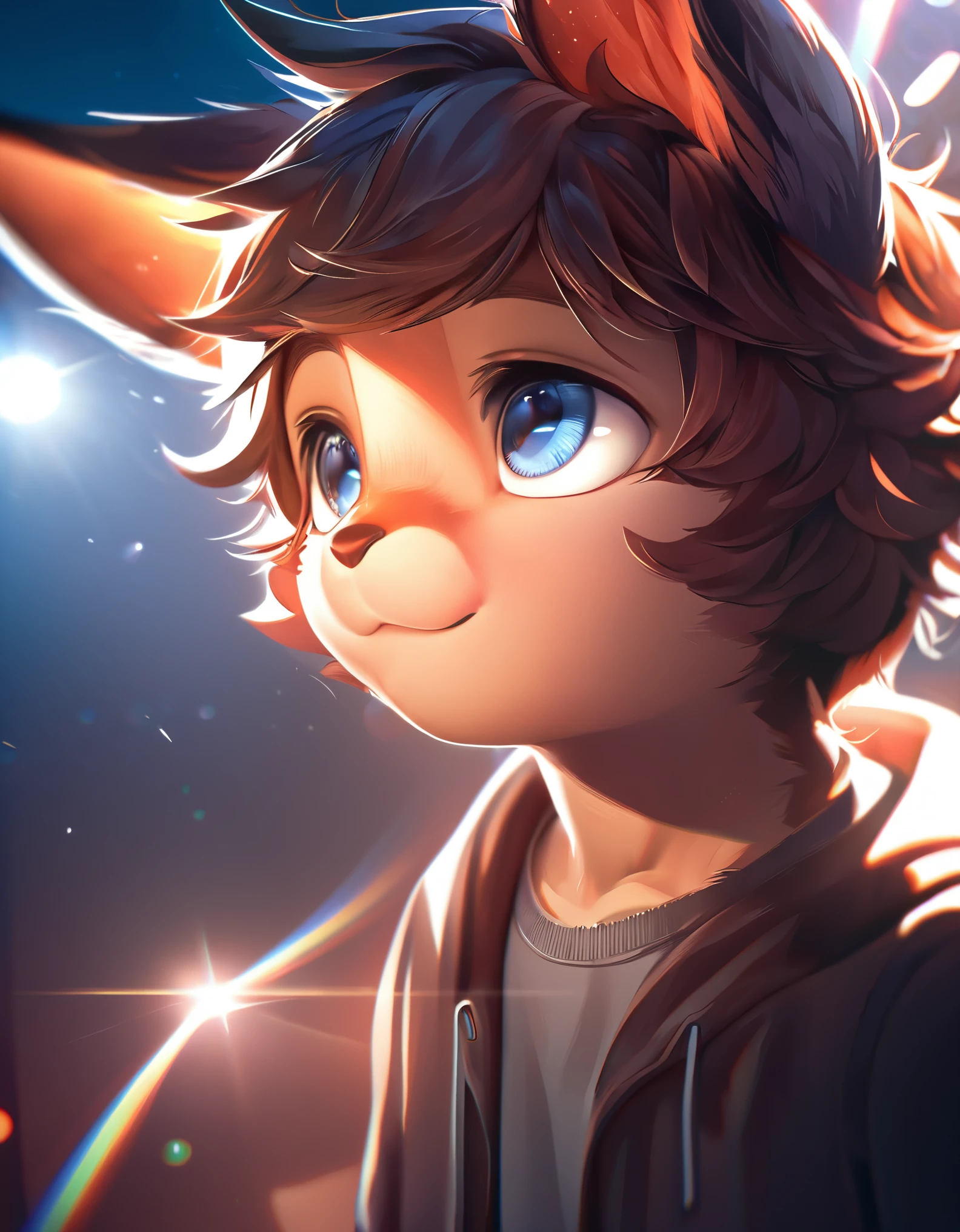 highres, top quality, best quality, paid reward available, High-quality illustrations, unparalleled masterpiece(1boy,Lovely,Toddler,Casual wear,Deep)Animal ears, Facing the audience,Looking at the audience(furry anthro),absurdres, perfect anatomy, caustics, dynamic lighting, lens flare, cinematic shadow, cinematic angle,(highly detailed beautiful face and eyes)
