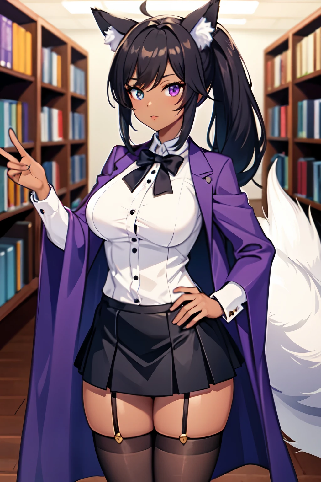 (wolf:1.4), ((anthro)), (female), ((furry)), (detailed fur:1.4), NSFW, hogsks, FurryCore, hogwarts, harry potter, (((ravenclaw))), blue scarf, black robe with blue trim, uploaded on e621, by Pixelsketcher, by Bayard Wu, ((by hioshiru)), by Einshelm, by sefeiren, solo, digitigrade, girl, unbuttoned shirt, open shirt, bottomless, grey fur, library, castle, looking up at viewer, kneeling, sitting on knees, knees together, exposed breasts