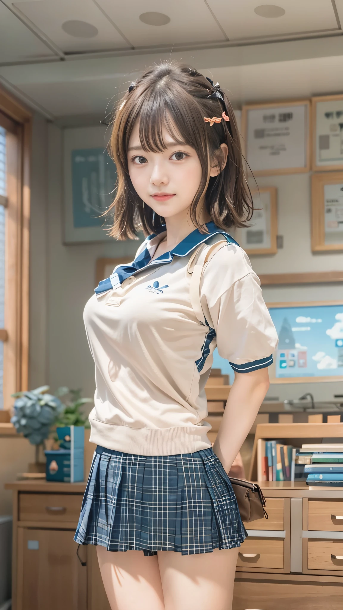 anime風の女性キャラクターのカラフルなプロフィール写真. anime「My Favorite Child」has characteristics that are clearly different from. The setting is in the bed. The environment is stimulating and adventurous. The camera settings are、A digital camera with a low ISO setting. This lens is a medium aperture zoom lens.. キャラクターデザインは日本のイラストレーターとanimeーターにインスピレーションを受けた, Akiko Sterrenberger, Photographed by Makoto Shinkai, Your Name。Director of, (Large Breasts), (Perfect Anatomy:1.3), (Baby Face), (Super cute), (Very cute smile), Absurd, ((In uniform))