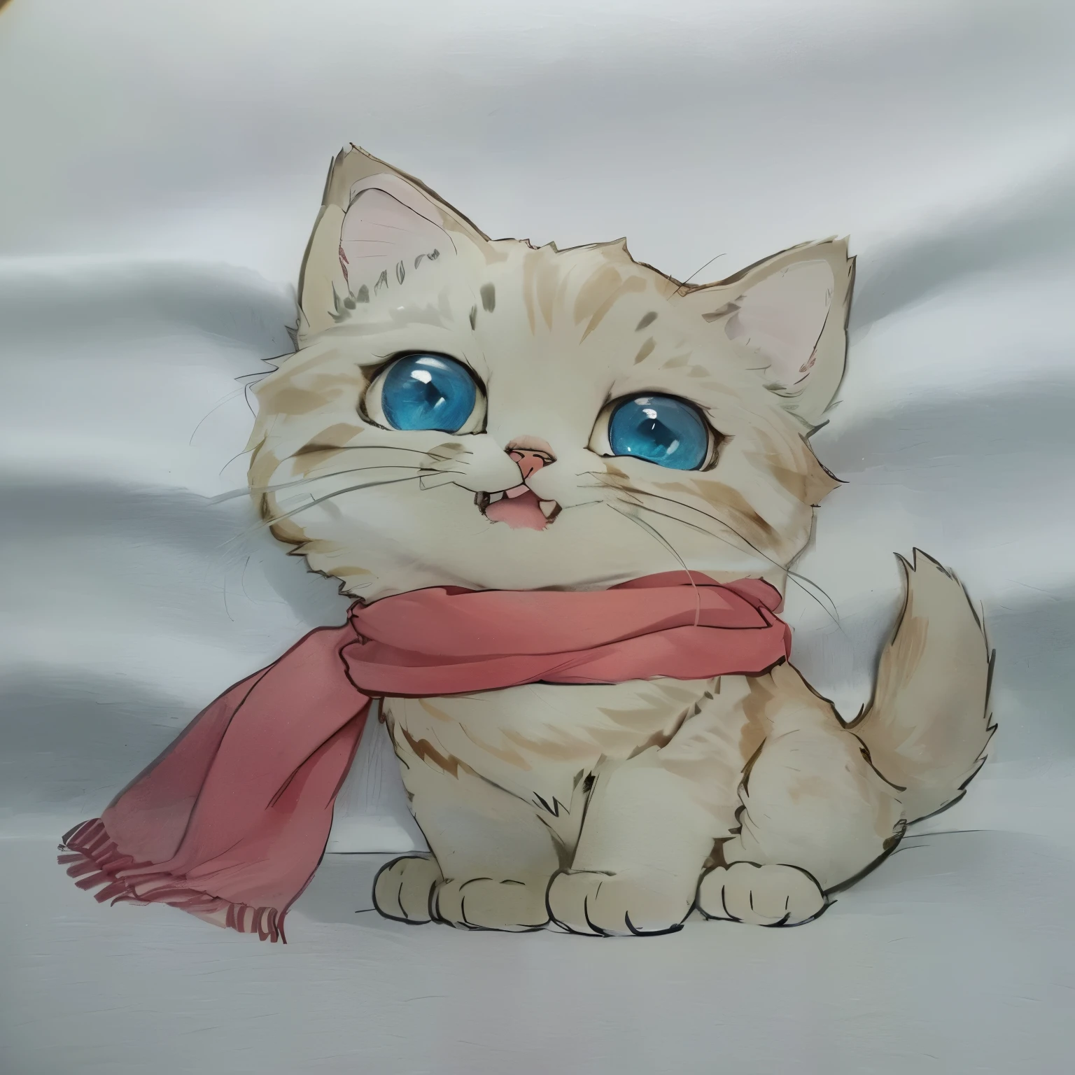 there is a drawing of a gato wearing a scarf, fluffy gato t - shirt design, gato design, em estilo cartoon, a cute gato, cute gato, gato. pintura digital, anthropomorphic gato, anthropomorphic female gato, gato detailed, anime gato, illustration of a gato, he is wearing a red scarf, kawaii gato, fofo de desenho animado