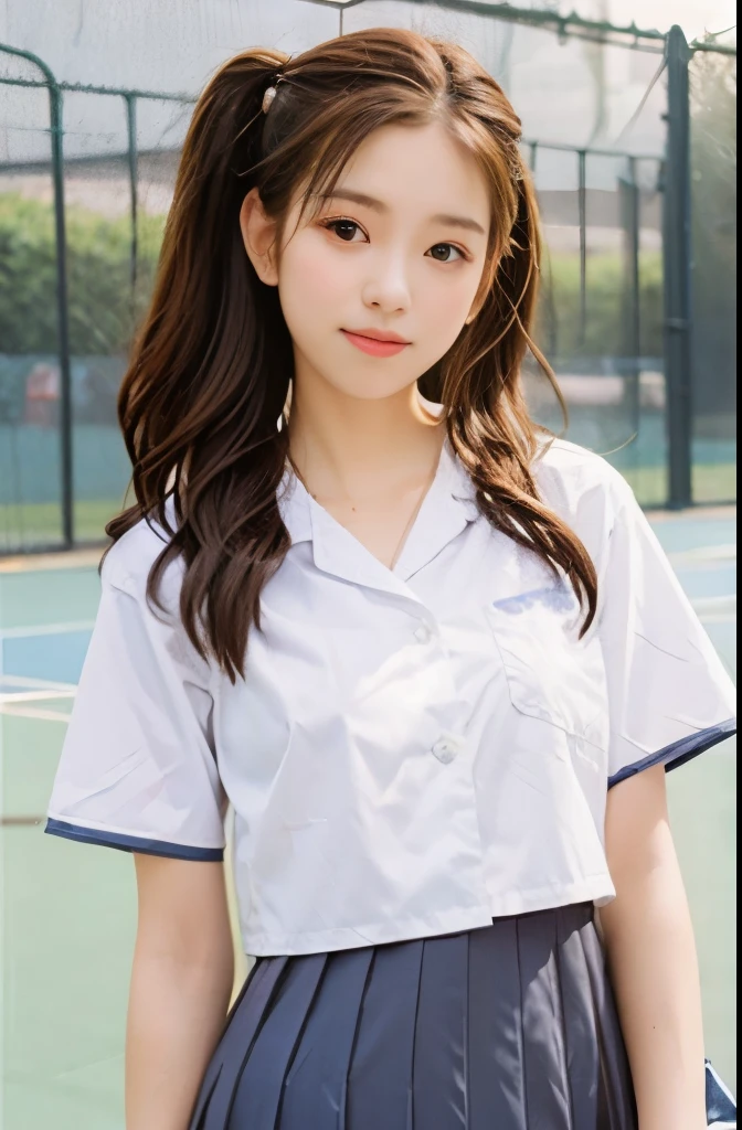 Dressed up、(Photo real:1.4)、(A hyper-realistic:1.4)、(Photorealistic:1.3)、 (gentle lighting: 1.05)、(Improve the lighting quality of your video:0.9)、32 k、 1Girl、20 years old girl、photorealistic lighting、Back lighting、Facial Lights、Ray Trace、(bright:1.2)、(Increase quality:1.4)、 (best quality real texture skin)、Fair eyes,Delicate and delicate face、 (tired and sleepy and satisfied : 0.0), Close-up of the face, basketball uniform : 1.3, (Bodyline mood improvement:1.1)、Glossy skin、pornstar、韓国アイドル、乃木坂アイドル、Sculptural Idol Pose、Beautiful actress、Neat woman、s whole body, and spread the legs apart, Big breasts, big thighs,