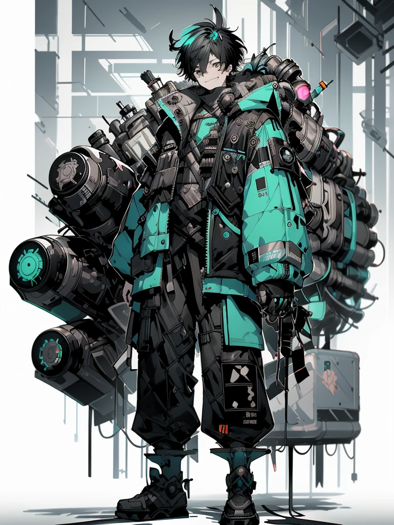 ouka_niji 5 girl beautiful inspired charlie bowater character cyberpunk- desenho no estilo de Mike Deotado, Androgynous niji 6 , man crazy smile, jacket, holding a neon black e blue, cube sticking 