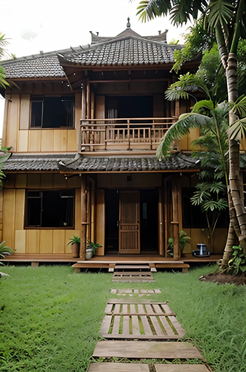 Rumah bambu dekat sawah