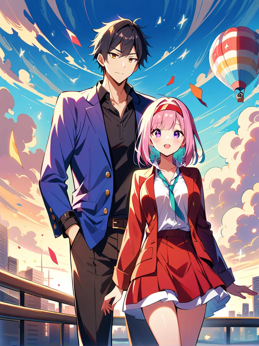 1yj1, 1girl, (((1boy))), dream, CEO's office, laptop, play games, nervous, (Vision:1.5), Anatomically correct, Bright colors, Ultra high saturation, yinji, 流行的Different world动漫,Official Anime Artwork,Official Fan Art,Official Art,Fantasy style anime,Shadow Poetry Style,detailed key anime art,Fantasy Anime Series,Different world,Headquarters Artwork,future,hero,Doujin Art Artstation, (anatomically correct:1.5)