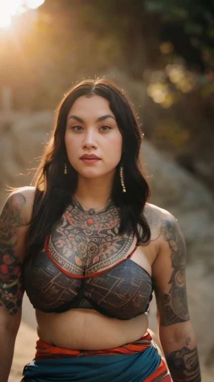 Polynesian fair skinned tatted tribal thick woman