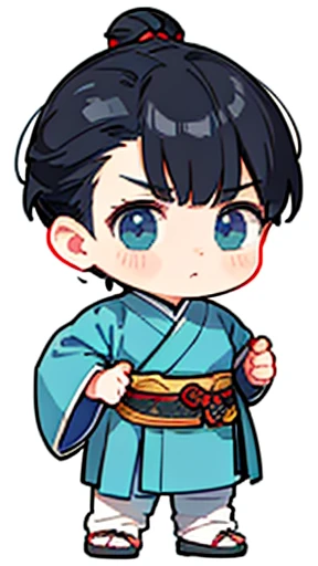 Three Kingdoms、Boy in ancient Chinese costume、Intelligent boy、Looking into the camera、There is a topknot on the head、Long sleeve、Hanfu、Black Hair、Standing and posing with arms crossed、part your bangs in the middle、Pixel art、Pixel art、