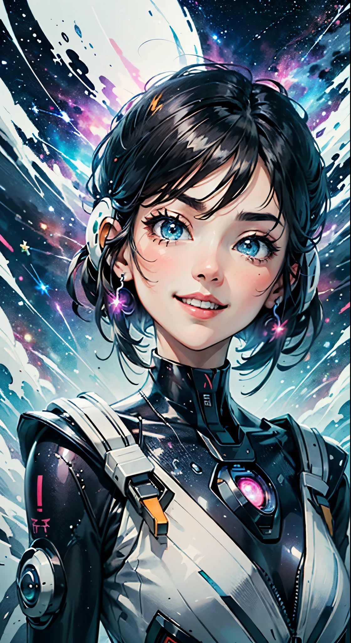 nijistyle,rfktr_technotrex,woman exploring planets, happy face, alien worlds, exotic locations, deep space,unkown terrors, galactic, nebulas,stars,fcPortrait