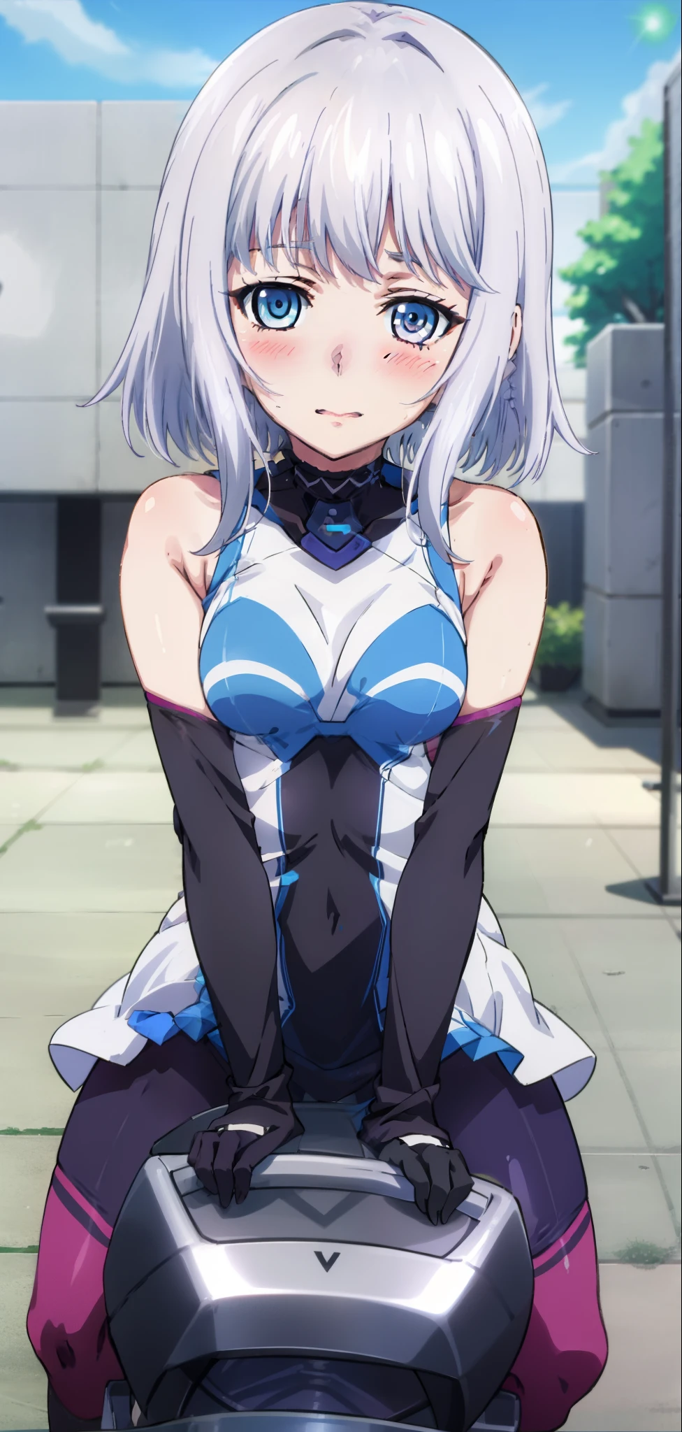 1 girl, kanon kanase, blush, medium breasts, sleeveless,((healthy skin)), 20-year-old, healthy skin. (Riding machine).