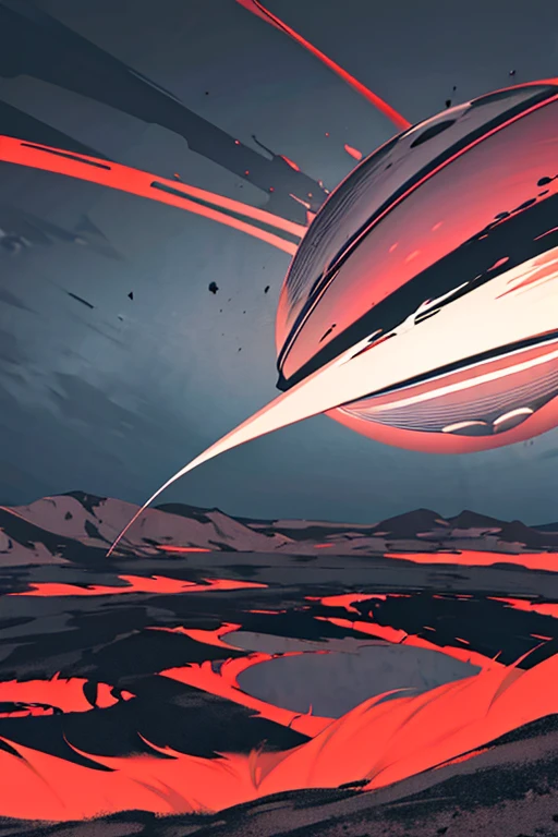multiverse, has black grassland, has dark grey sky with black clouds, has a trail of black on the outside and red in the inside and in the sky
