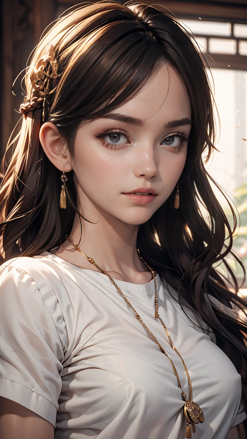 Close-up of a long-haired woman in a white shirt, 1 8 is, 18-year-old, 19-year-old girl, Chen Xintong, Korean Girls, Shishion Wu, Choi Hong-hwa, 22 years old, 21 years old, Ulzzang, Wenfei Ye, Young and pretty Asian face, lips
