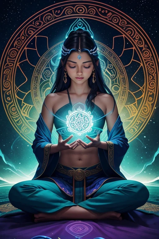 Fundo: Um gradiente suave que vai do azul claro ao verde esmeralda, evocando tranquilidade, cura e crescimento. Colors convey a feeling of renewal and vitality.
Imagem Central: Uma silhueta meditativa de uma figura humana, sitting in lotus position, com linhas de energia fluindo ao redor dela. This image symbolizes the flow of Chi and the connection with the universe.
symbols: Subtle elements of traditional energy symbols, como mandalas e espirais, are integrated into the background, adding a spiritual and mystical touch to the cover.
Title: the title "Aumente Seu Chi" is in a clean, modern font, with a slight glow around the letters to highlight the importance and power of Chi. A palavra "Chi" may have an energy symbol or subtle spiral integrated into the letters.