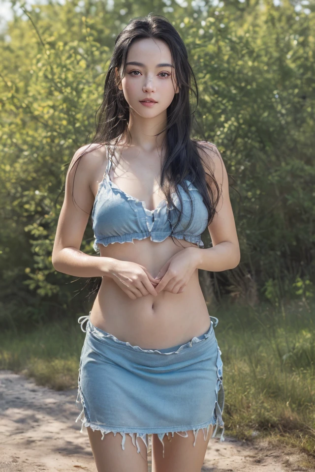 (8k, RAW photo, best quality, masterpiece:1.3),(realistic, photo-realistic:1.37),realistic skin texture,(photorealistic:1.3),(hyperrealistic:1.2),
1 cute girl,solo,( beautiful eyes:1.2),perfect face,standing,black hair,long hair,outdoors,