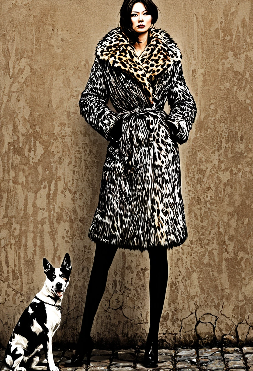 Painting of a woman in a fur coat and her dog, Otto Schmidt, by Jack Boul, shohei otomo, Käthe Butcher, Zofia Strizenska, by Antonio Rotta, in Käthe Butcher, By Oswald Vitelli, By Sylvia Pelissero, by ヤン・J, by Kentaro Miura, Black and white illustration