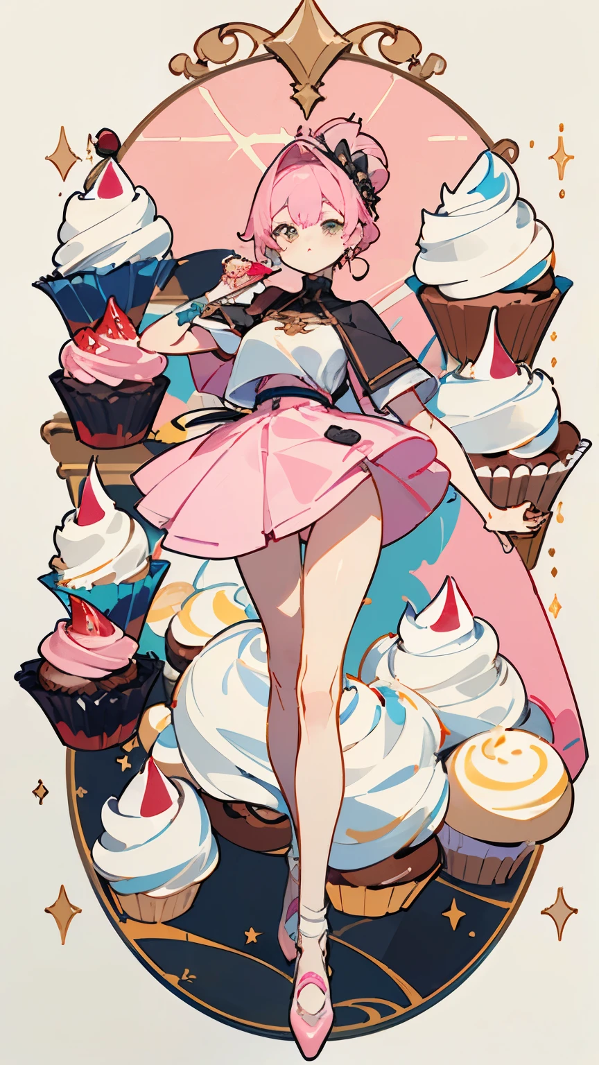 ((mejor calidad)), ((obra maestra)), (detallado), cara perfecta ((cuerpo completo)
pastry chef girl cuerpo completo, CUPCAKES, desserts,
aesthetic concept of OFF by IVE SWITCH, ACCENDIO MV
CLOTHES MAGIC GIRL PINK,