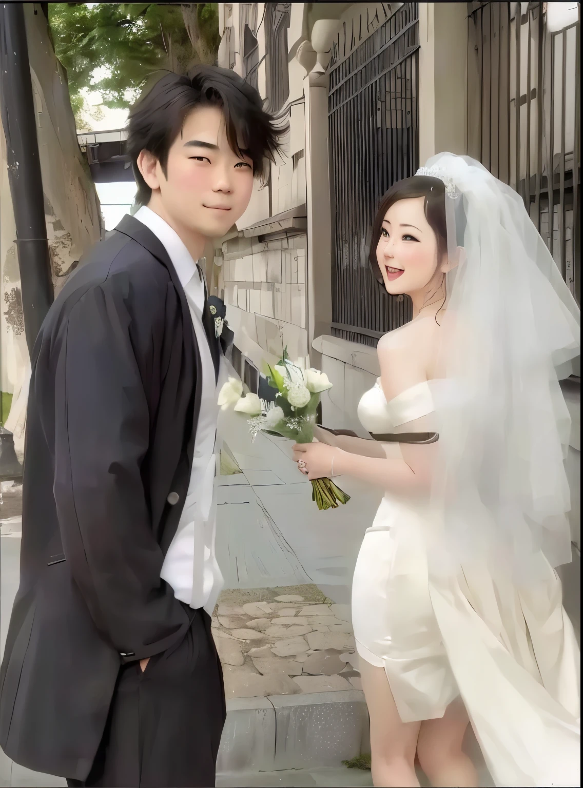Bride and groom ， Wedding Photos,cute couple, Hayao Miyazaki Animation