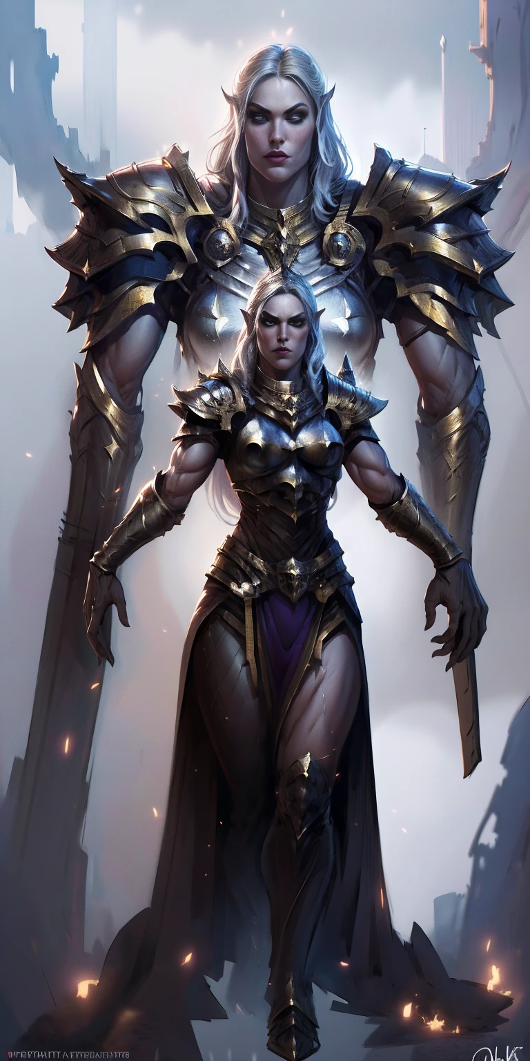full body standing symmetrical beautiful woman, hyper realistic, 1girl, Asgard, Valkyrie, Lady Knight, correct anatomy, epic fantasy digital art, tmasterpiece, 8k, high definition resolution, detailed drawing, superior quality, epic composition, muscular body, muscular turned arms behind body,