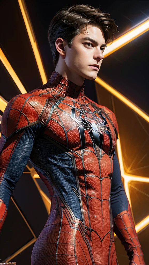 Billionaire Peter Parker wears Spider-Armor из комиксов Marvel, Masterpiece, Best Quality, abstract, Psychedelic, Neon, (honeycomb pattern), (creative:1.3), Sy3, SMM, fantasy00d