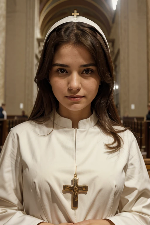Uma mulher linda, no Vaticano, wearing catholic clothes