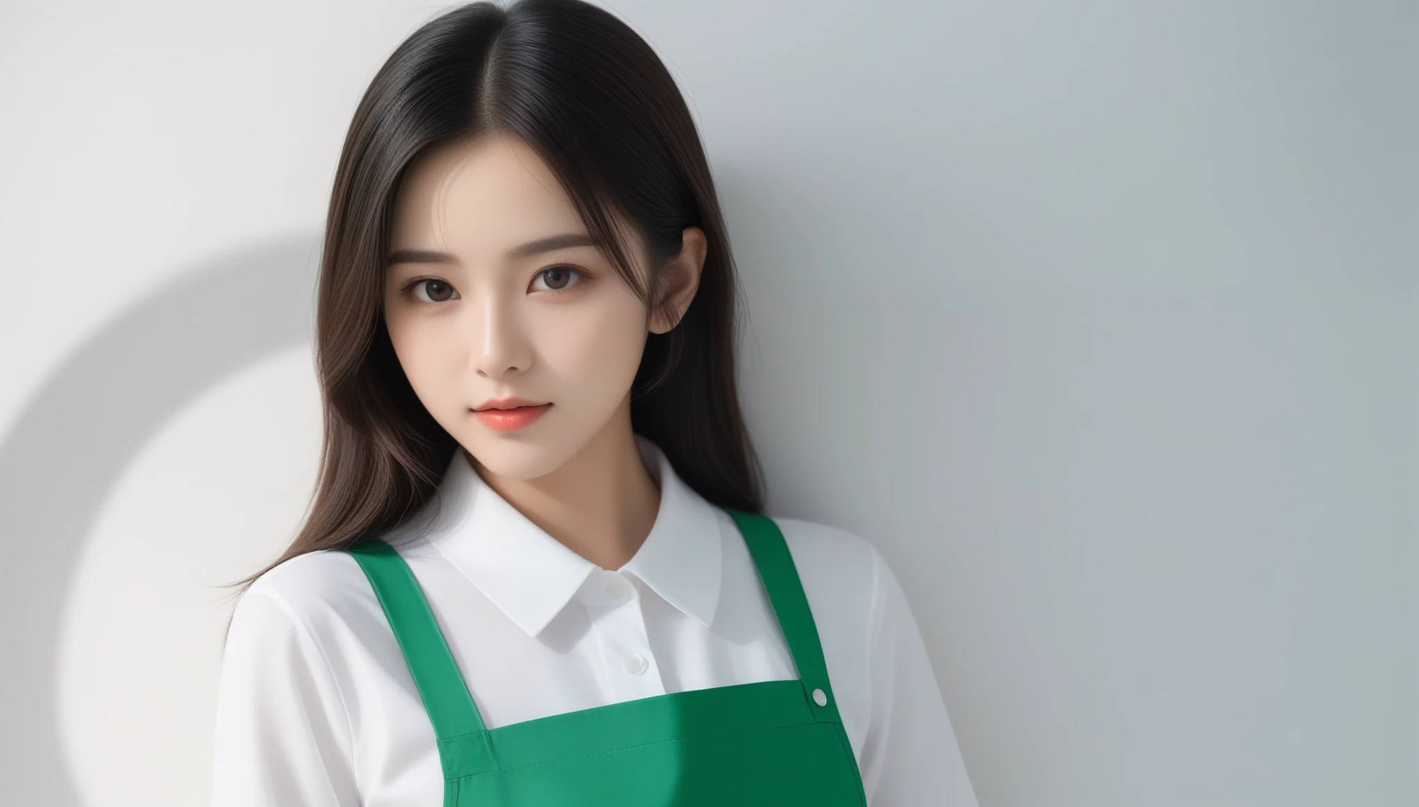 8k, Ultra-high resolution, highest quality, masterpiece, Surreal, photograph, 1 girl, (16 years old:1.3), pretty girl, Cute Face, Beautiful eyes in every detail, 細かくdetailedに,masterpiece,, One Girl:1.2, Japan Female Announcer, 午後のカフェでコーヒーを運ぶ化粧なしの美しいお姉さんのhighest quality、Generated at highest resolution。She is wearing a white shirt and a green apron., And her beautiful black hair is tied into one、It has a clean appearance.。Esbian all over,Bare feet in a miniskirt,clavicle,Bold Pose,Looking at the audience、beauty,Long neck、Laugh a little、Please close your mouth and laugh、(((Ideal body type))),A cup small breasts :2,、Portraiture:2、Perfect Anatomy、鮮明なdetailed、detailed、Surreal、Light and shadow,Strong light,Fashion magazine cover,Thin lips