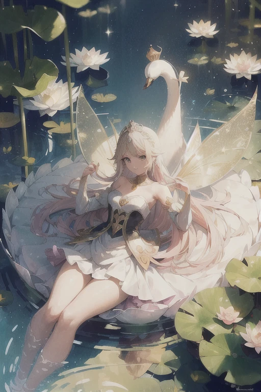 (fairy tale: 1.4), (Princess: 1.4), swan Princess, (swan: 1.2), Transformation, (Lotus Pond: 1.2), (Gilded Crown: 1.2), (beautiful: 1.4), (Beautifully: 1.4), (Long Neck: 1.2), (Slim waist: 1.2), (swan Feathers: 1.2), (Pink skirt: 1.2), (White swan: 1.2), (Black swan: 1.2),

A beautiful swan Princess in a
