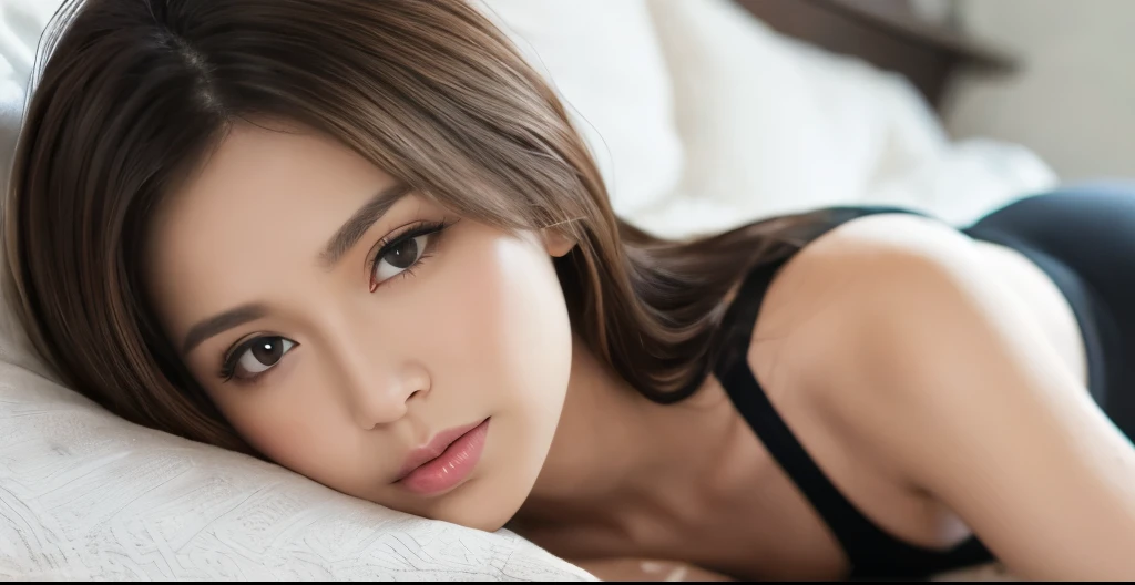 ((Rin)),((highest quality, 8K, masterpiece : 1.3)), sharp focus : 1.2, beautiful woman with perfect figure : 1.4, slim abs : 1.2, ((dark brown hair)), (bulb light, Her room : 1.1), Highly detailed face and skin texture, fine eyes, double eyelid、((professional makeup:1.3))、((sexy milf:1.3))、thick lips、lip gloss、eye make up、Downcast eyes、inside the futon、Bare skin、Right shoulder、sleep、