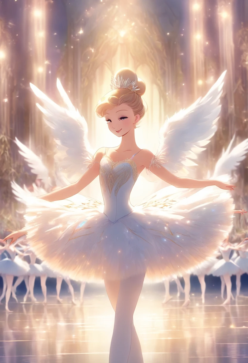 , Wear a white tutu, Dance on stage《Swan Lake》